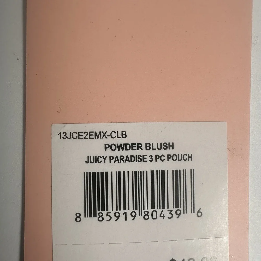 Juicy Couture Paradise 3 Pc Pouch Set Powder Blush Pink Wristlet Coin Purse